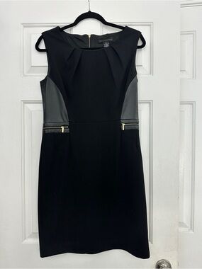 Grace Elements Black Sleeveless Sheath Dress with Faux Leather Insets